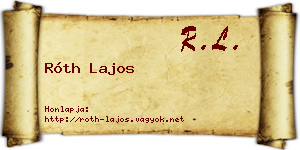 Róth Lajos névjegykártya